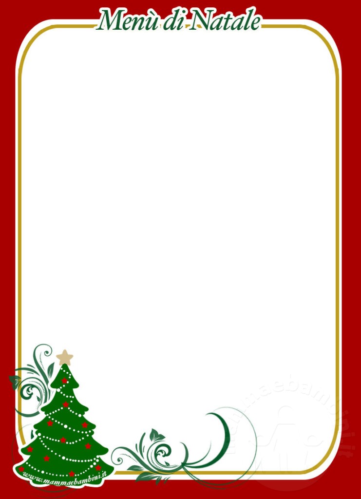 Menù di Natale da stampare 1 menu natale