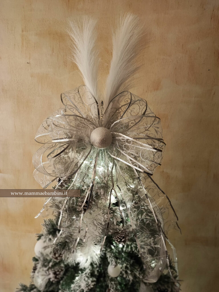Decorazione albero di natale tra stile nordico e shabby chic 8 puntele albero doppio fiocco