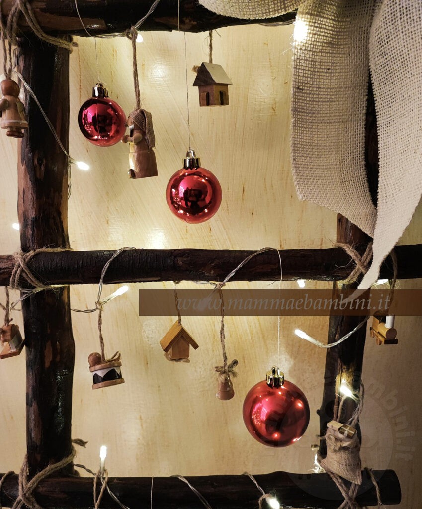 scaletta legno decorazione natalizia