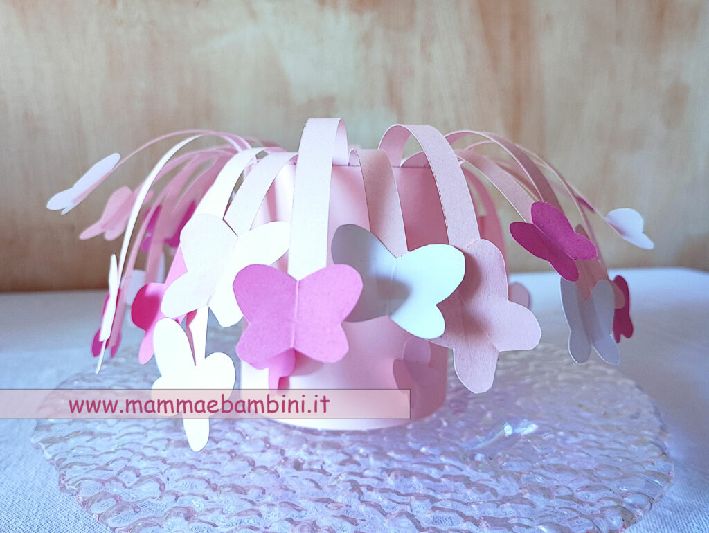 Centrotavola rosa con farfalle 1 centrotavola farfalle festa mamma