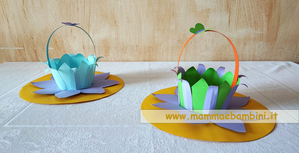 Cestini di carta decorazioni per Pasqua 2 cestini carta forma fiore