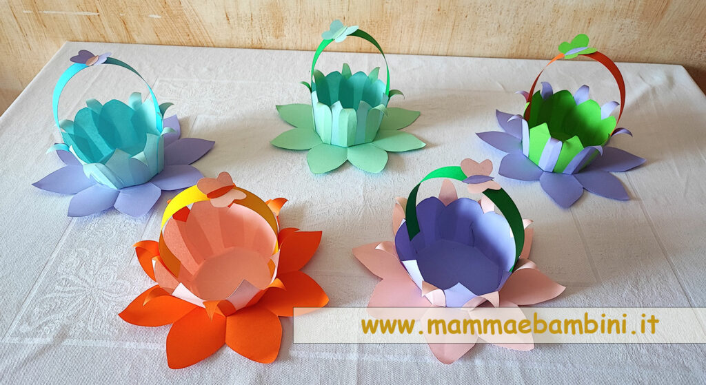 Cestini di carta decorazioni per Pasqua 6 lavoretti cestini pasqua
