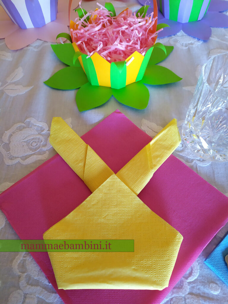 Tavola colorata per Pasqua 3 tovagliolo coniglio pasqua