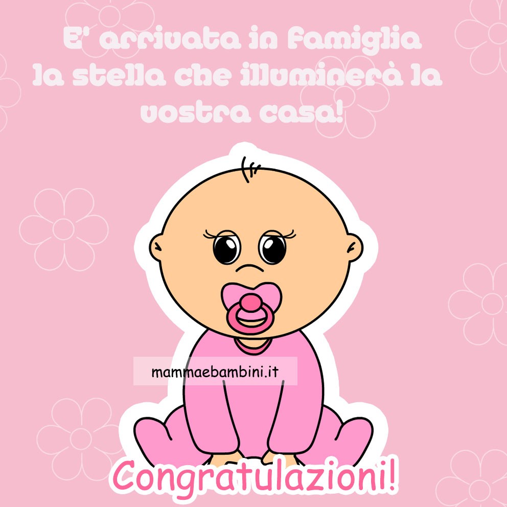 Biglietto auguri nascita bimba - Mamma e Bambini