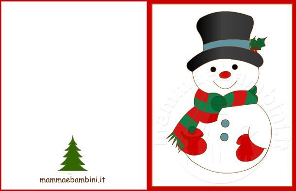 Biglietto auguri Natale: pupazzo neve 3 1 biglietto pupazzo neve