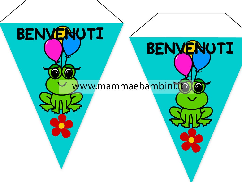 Bandierine benvenuti con rana 1 bandierine benvenuti