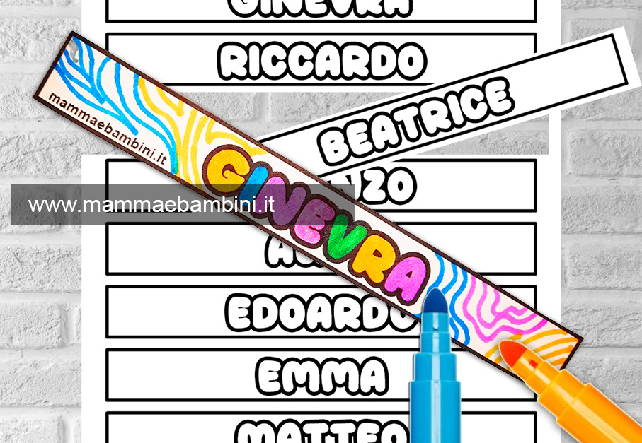 Bracciali con nomi da colorare 2 braccialetti accoglienza