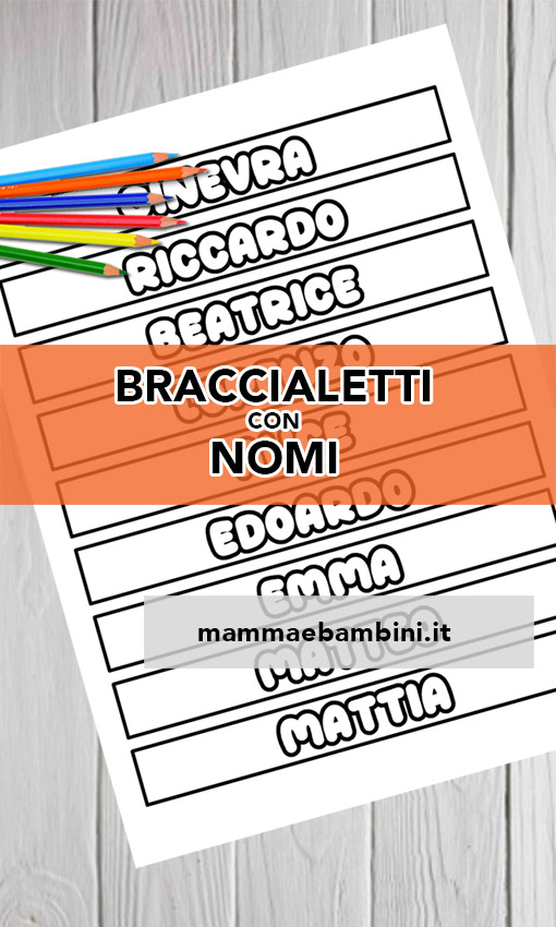 Bracciali con nomi da colorare 1 bracciali nomi bambini