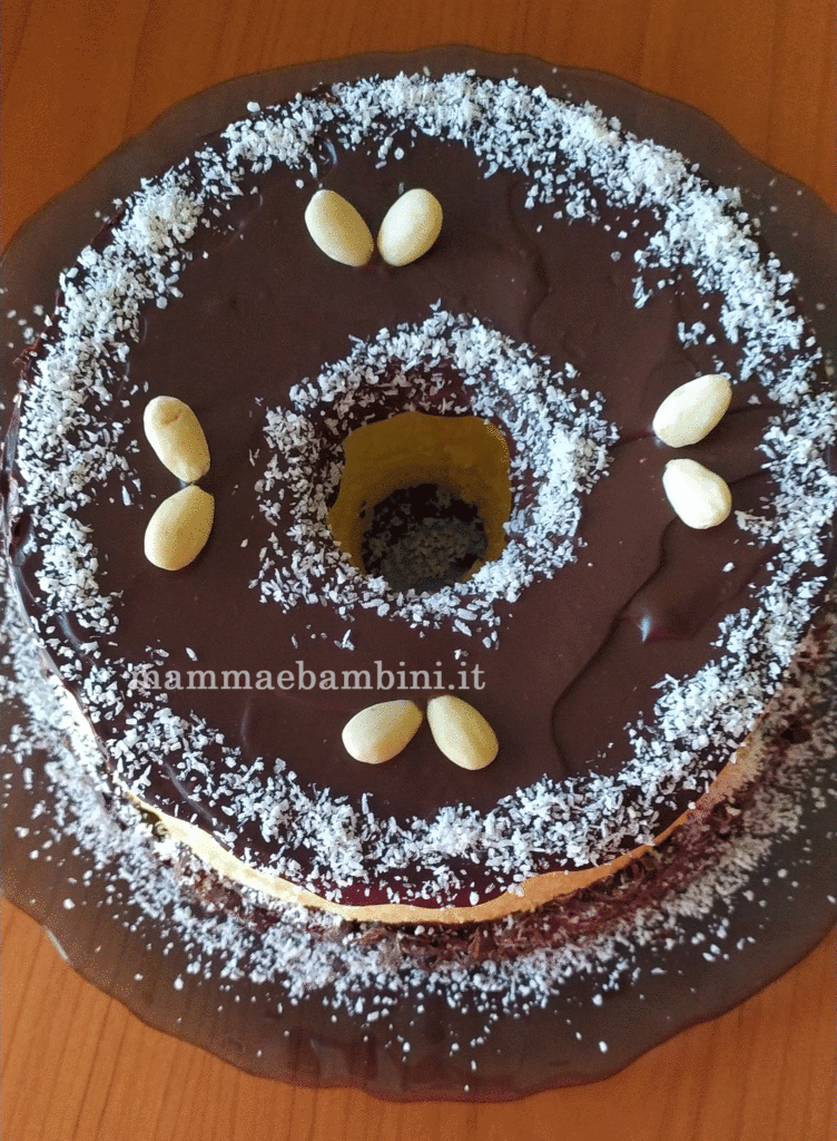 Chiffon Cake decorata con cioccolato 2 chiffon cake cioccolato e cocco