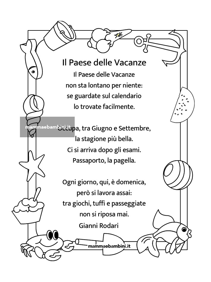 Poesia sulle vacanze 1 poesia rodari sulle vacanze