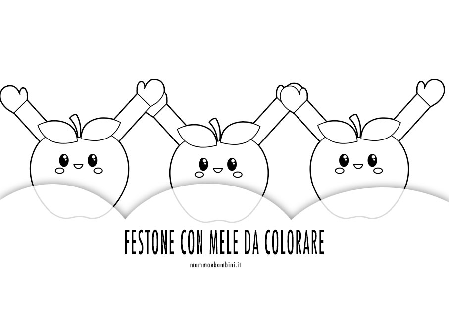 Decorazione con mele da colorare 1 festone mele da colorare
