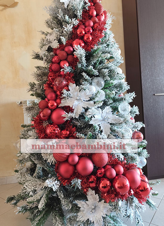 addobbo albero natale bianco rosso 1