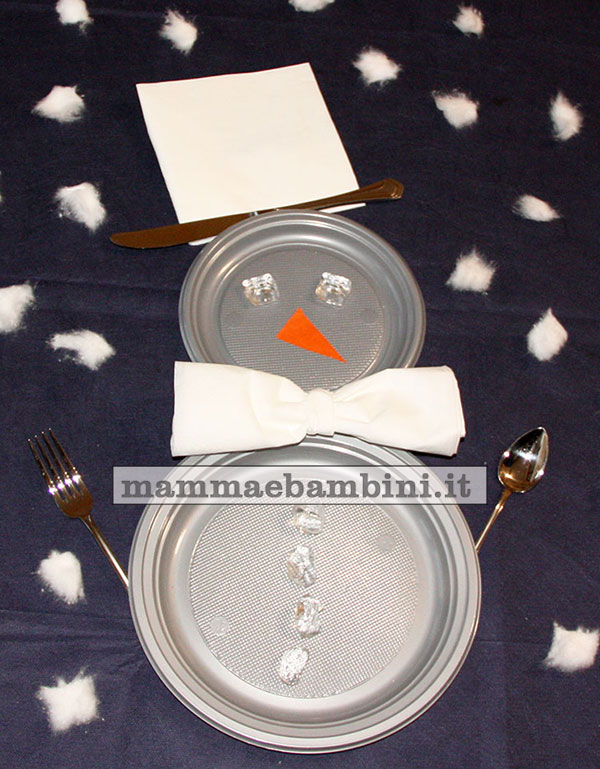 composizione piatti natale pupazzo neve