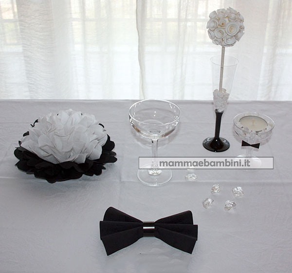 decorazioni tavola elegante bianco nero 3