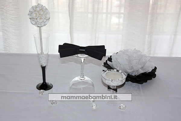 decorazioni tavola elegante bianco nero 4