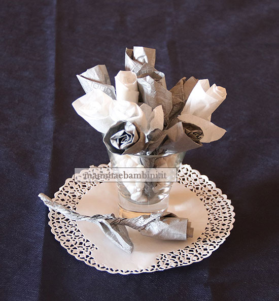 bouquet tovaglioli rose argento 1