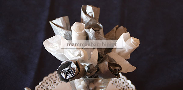 bouquet tovaglioli rose argento 2
