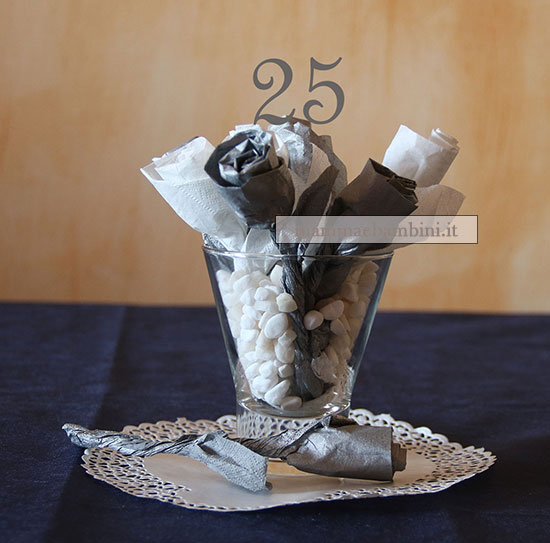 bouquet tovaglioli rose argento 25