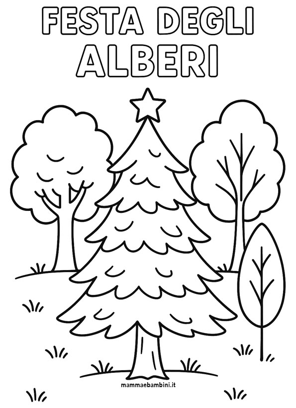 Festa degli Alberi da colorare 3 Disegno festa alberi