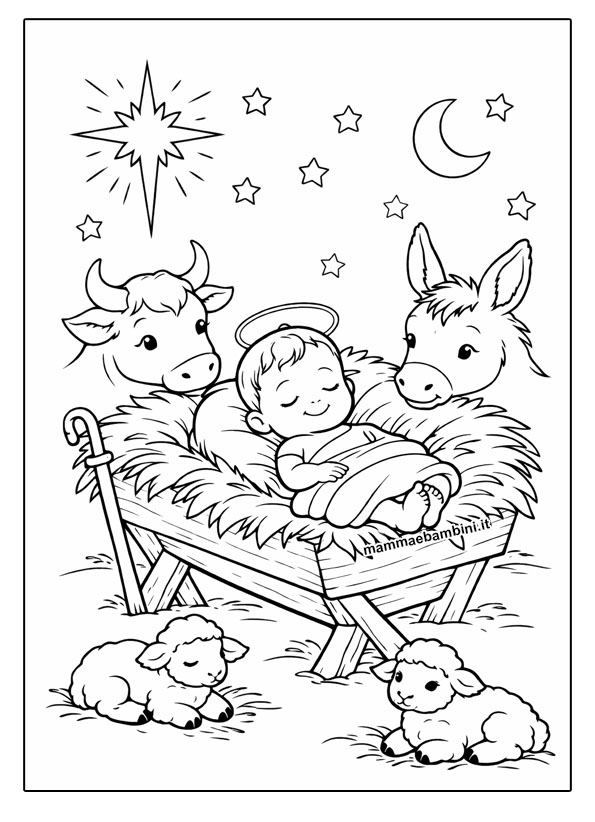 Bambino Gesù nella mangiatoia da colorare 3 bambino gesu nella mangiatoia