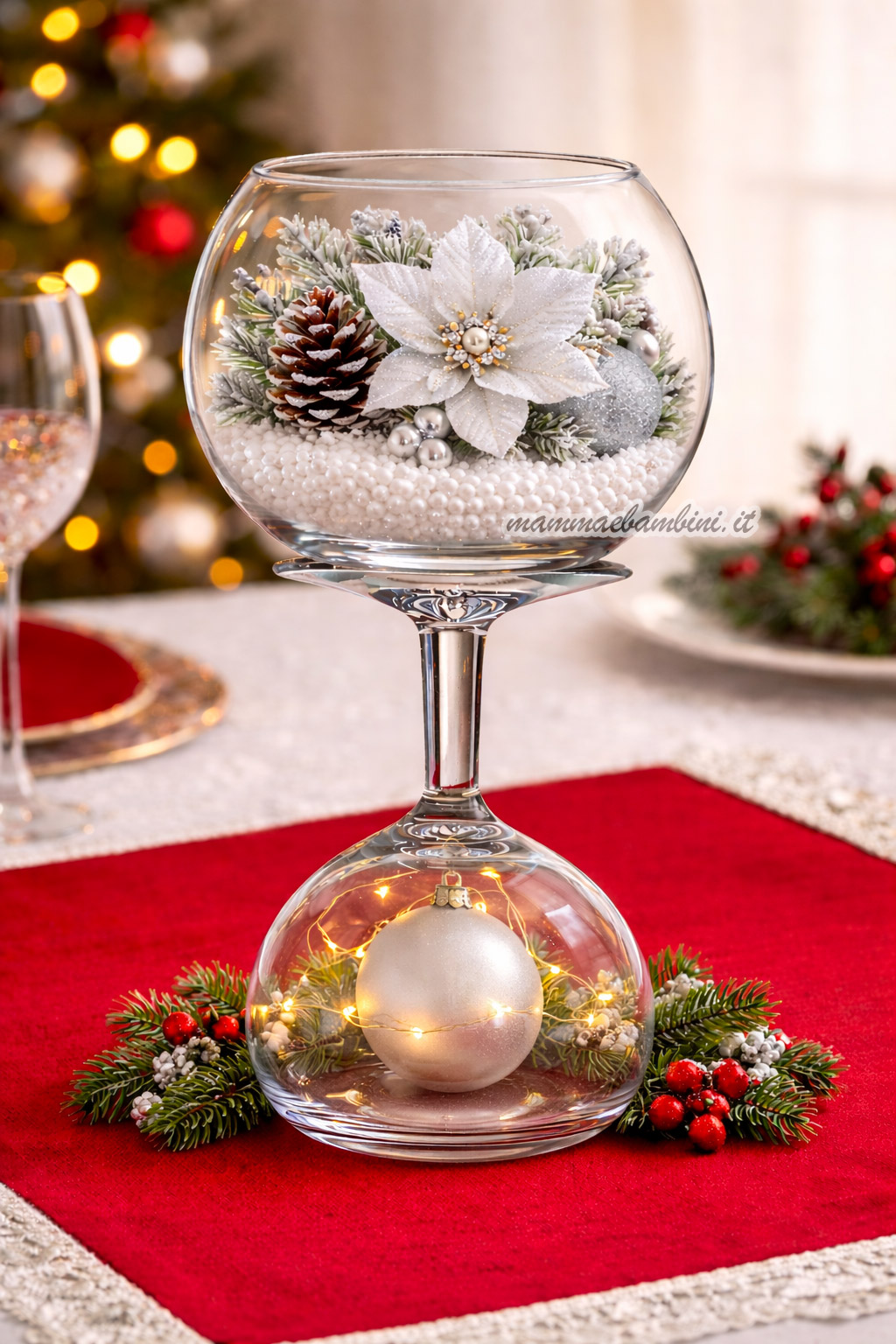 nentrotavola natalizio calice in vetro