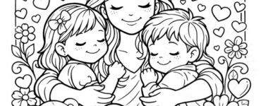 disegno mamma e bambini da colorare