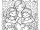 disegno mamma e bambini da colorare