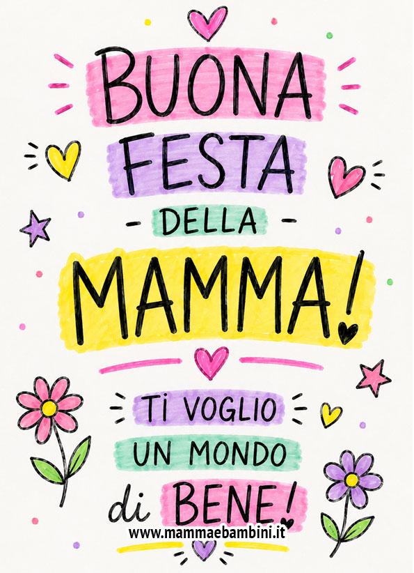biglietto con evidenziatori per la mamma